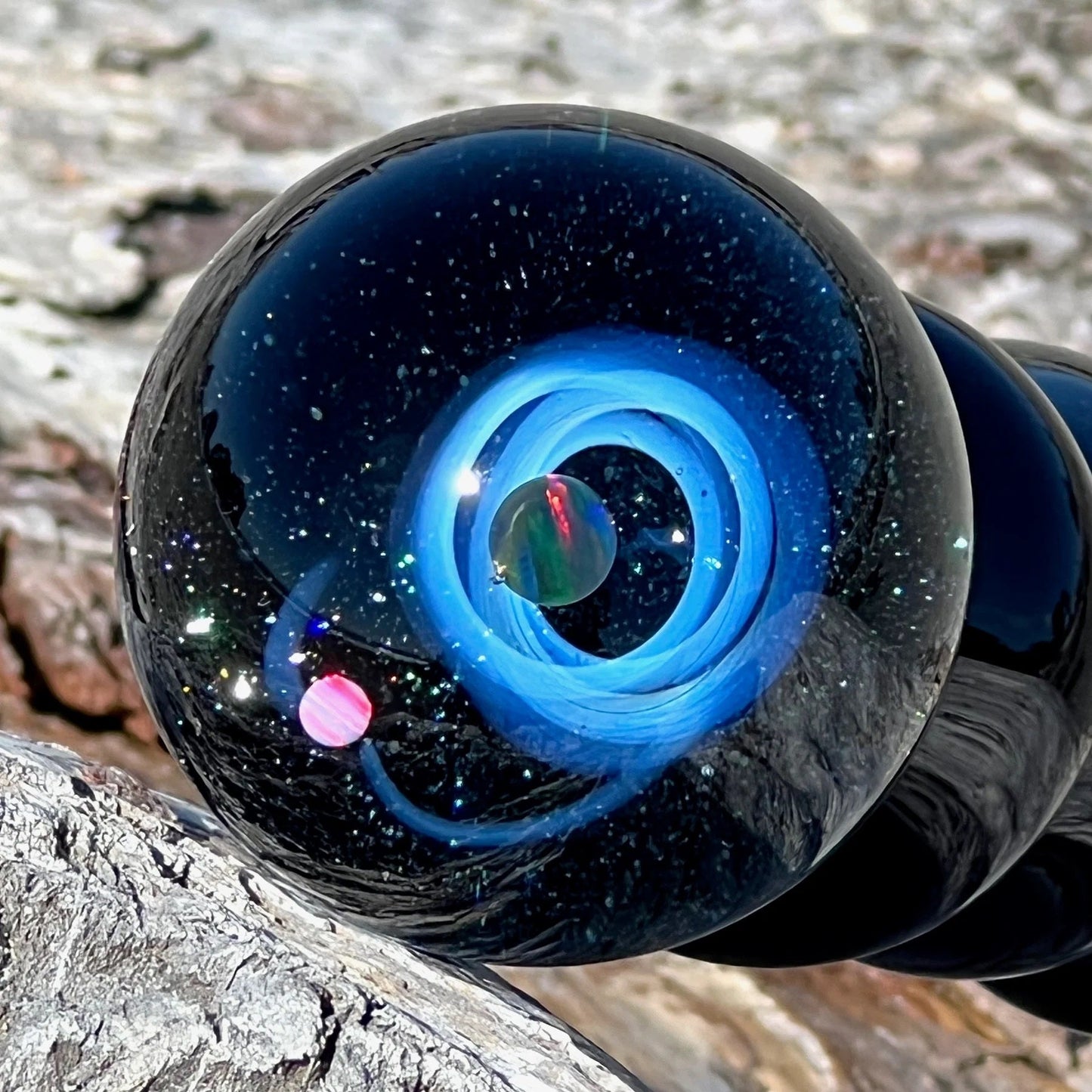 Galaxy Cobalt Wand with Galaxy Marble Non-Realistic