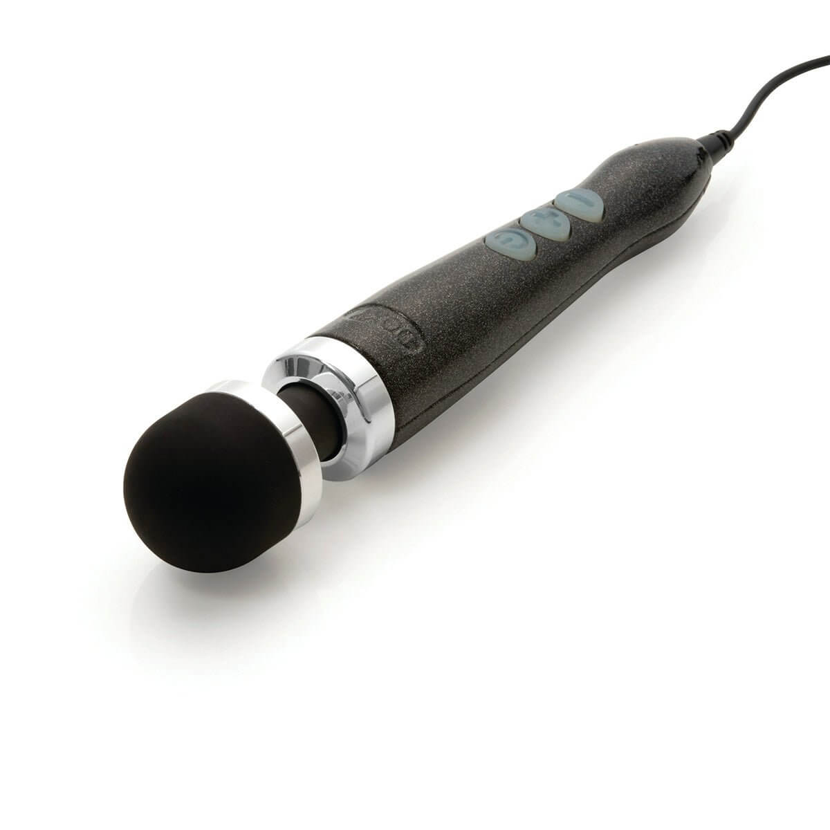 Doxy Die Cast 3 wand vibrator in disco black, lying flat with the head facing forward on a plain white background, part of SugarX vibrators section of the sex toys collection.