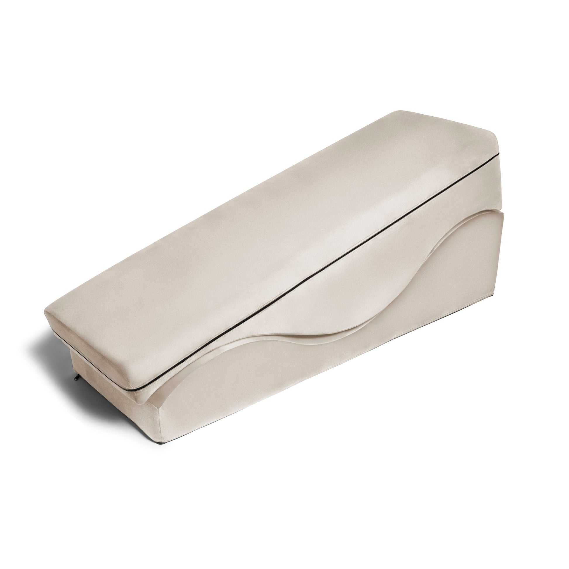 Two stacked pieces of the Liberator Equus Wave sex bench in buckwheat, creating an angled platform for deeper penetration and support - sex furniture by SugarX.