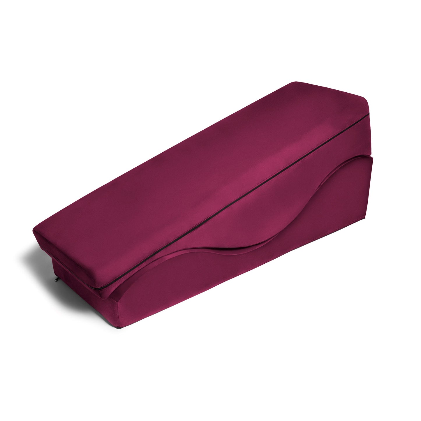 Two stacked pieces of the Liberator Equus Wave sex bench in merlot, forming a dynamic and supportive angled structure for erotic play - SugarX.