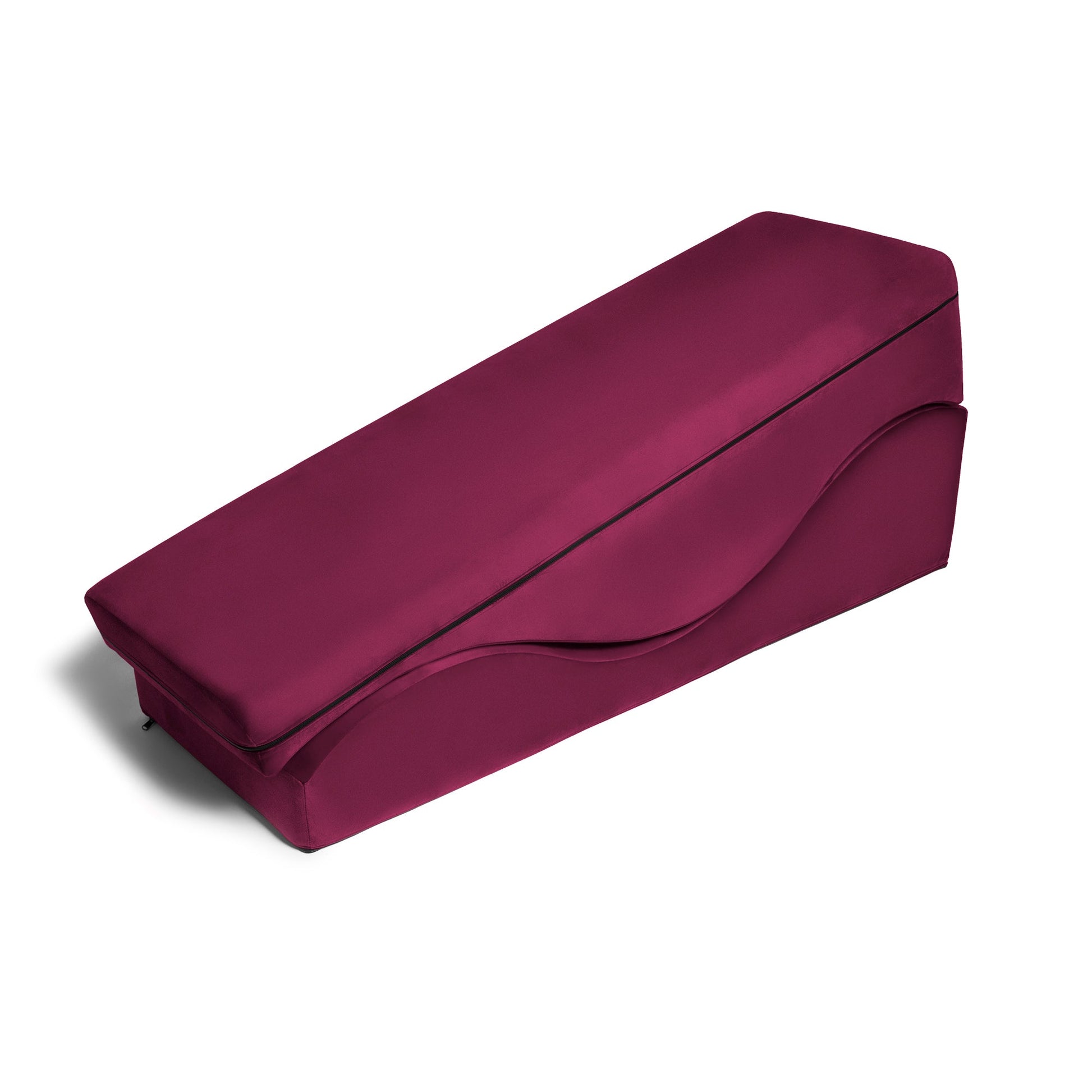 Two stacked pieces of the Liberator Equus Wave sex bench in merlot, forming a dynamic and supportive angled structure for erotic play - SugarX.
