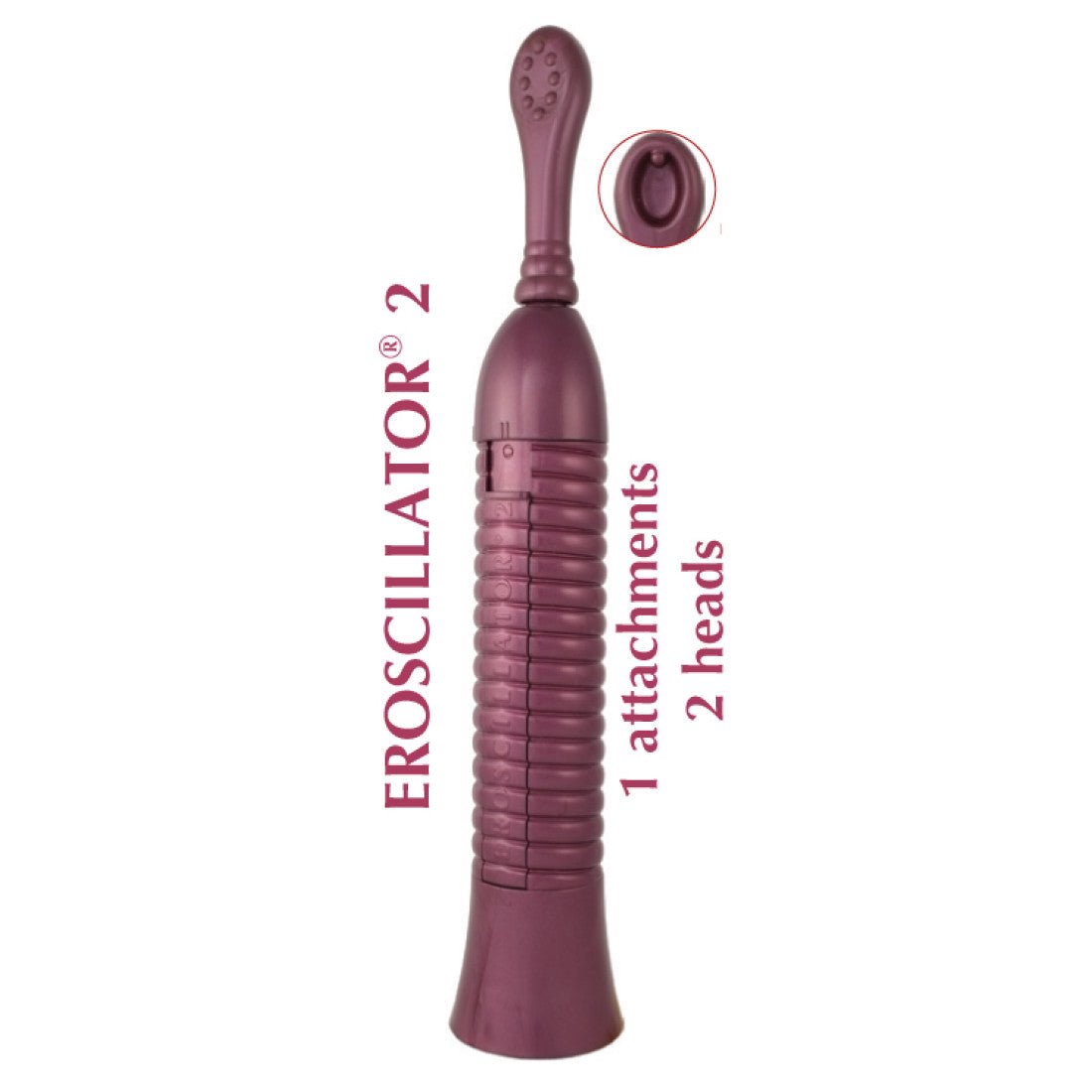 Eroscillator 2 with additional tip on white background. Available at SugarX in Sex Toys in the Clitoral Vibrators collection.