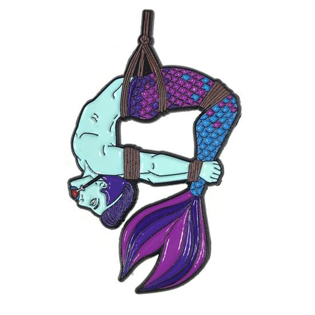 Geeky & Kinky Blue Merman Pin displayed showcasing its design. Available at SugarX in Jewelry in the Pins collection.