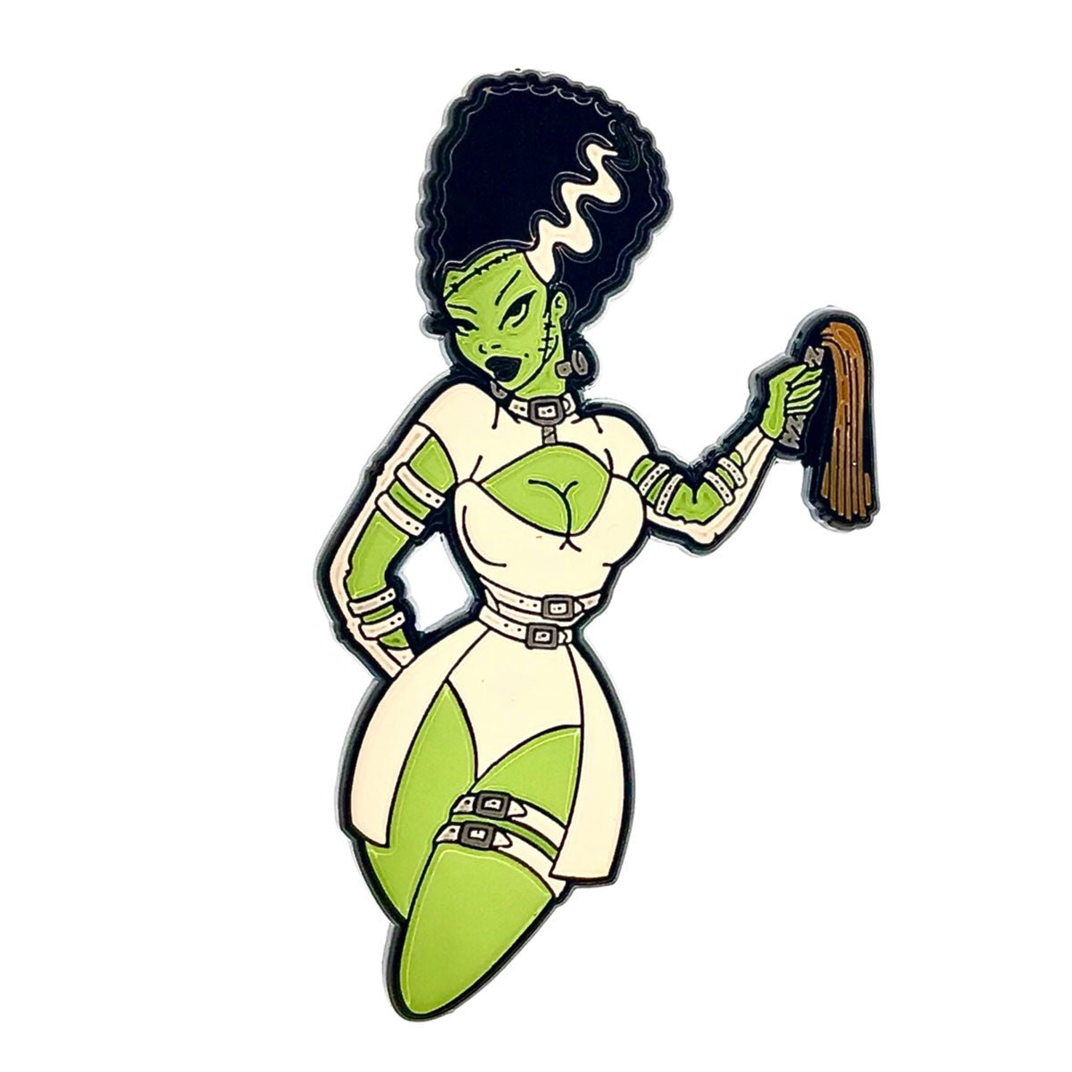 Geeky & Kinky Bride of Frankenstein Pin displayed showcasing its design. Available at SugarX in Jewelry in the Pins collection.