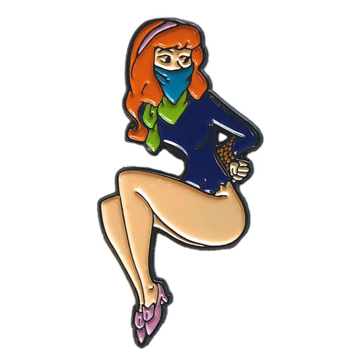 Geeky & Kinky Daphne Bound Pin displayed showcasing its design. Available at SugarX in Jewelry in the Pins collection.