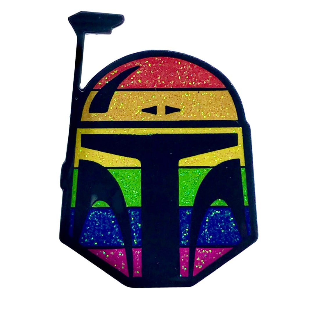 Geeky & Kinky Fett Pride Pin displayed showcasing its design. Available at SugarX in Jewelry in the Pins collection.