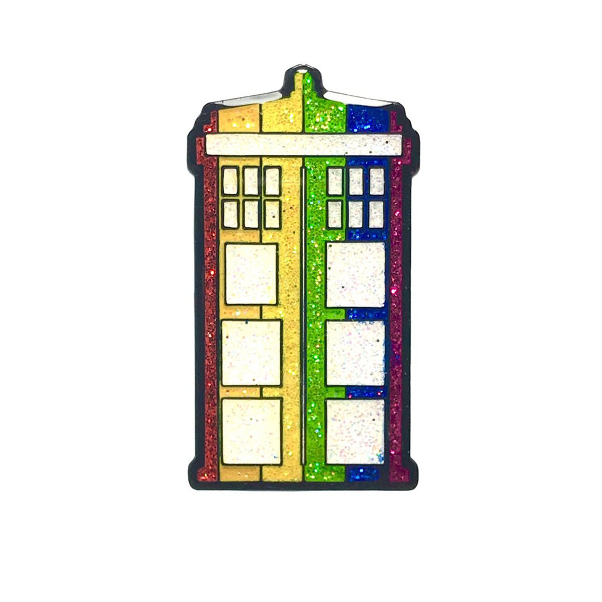 Geeky & Kinky Pride WHO Pin displayed showcasing its design. Available at SugarX in Jewelry in the Pins collection.