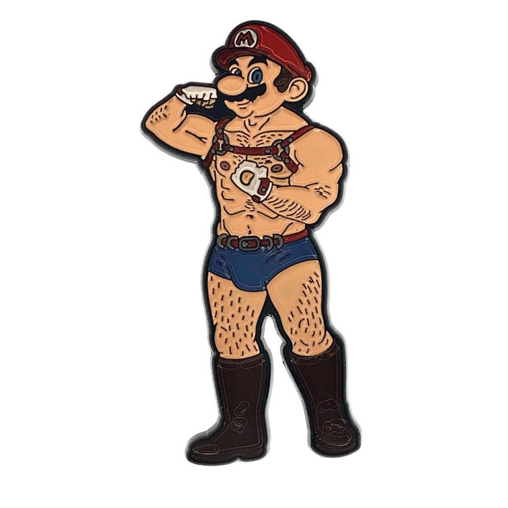 Geeky & Kinky Super Mario Pin displayed showcasing its design. Available at SugarX in Jewelry in the Pins collection.