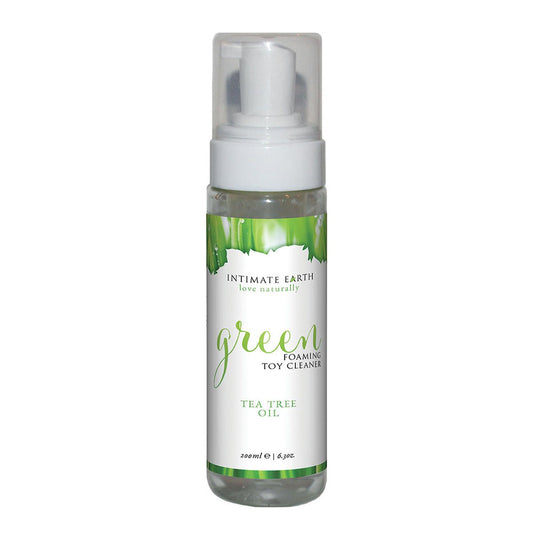Intimate Earth Green Foaming Sex Toy Cleaner 200ml on a white background.
