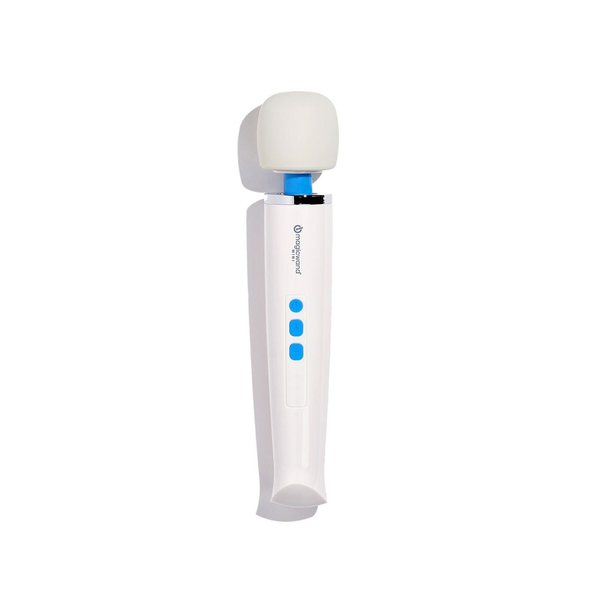 Magic Wand Mini Rechargeable vibrating wand sex toy standing upright on a plain white background. Available at SugarX in the Vibrating Wand section of the Sex Toy collection.