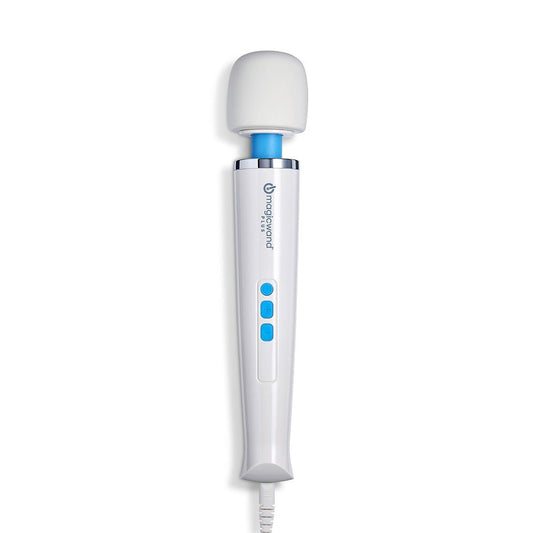 Magic Wand Plus vibrating wand sex toy standing upright on a plain white background. Available at SugarX in the Vibrating Wand section of the Sex Toy collection.