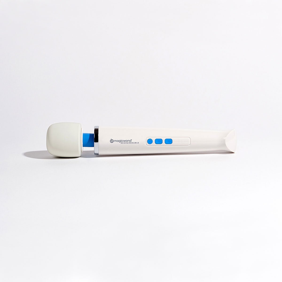 Magic Wand Rechargeable vibrating wand sex toy lying horizontially on a plain white background. Available at SugarX in the Vibrating Wand section of the Sex Toy collection.