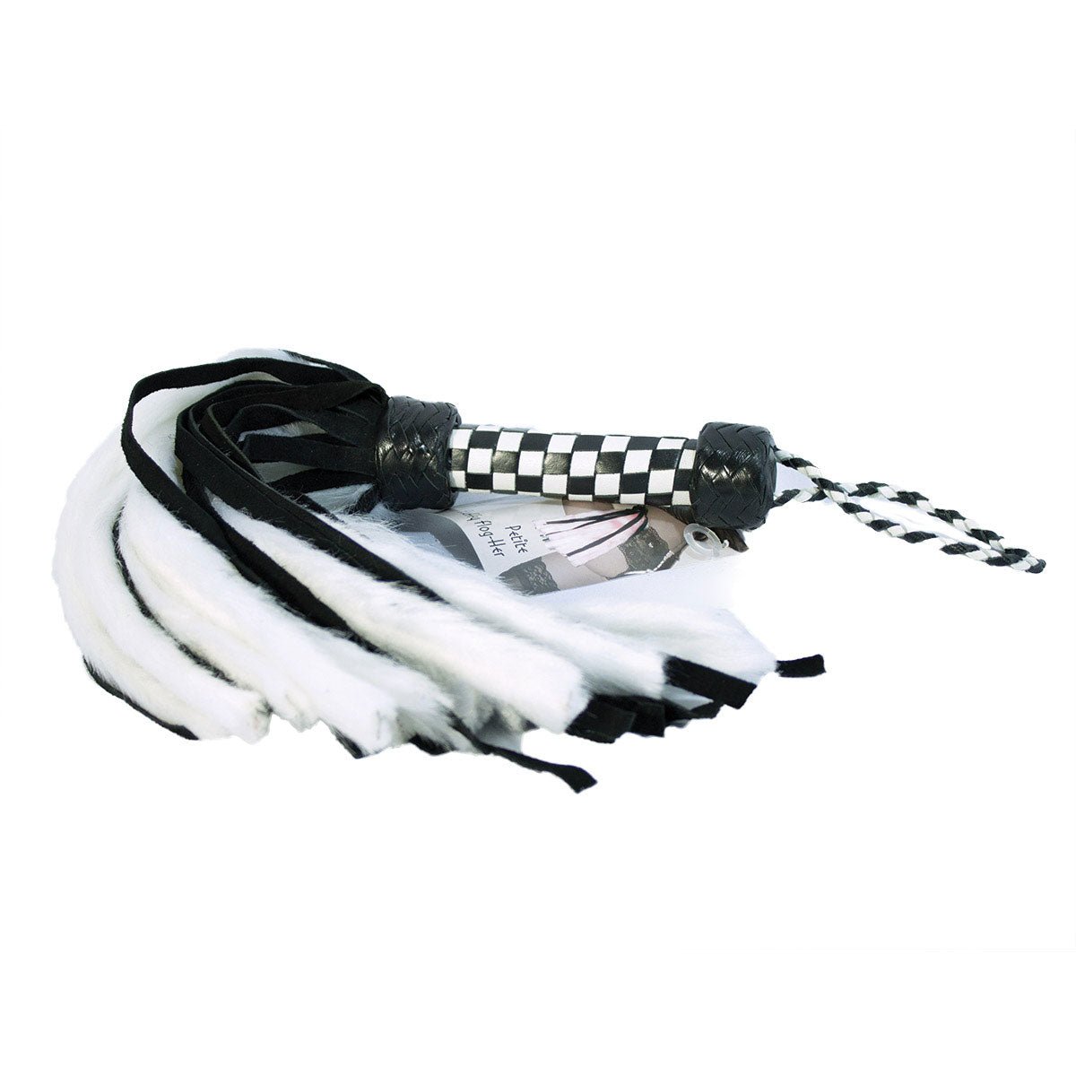 Ruff Doggie Styles-Suede and Fluff MINI Flogger - 18" - White/Black - SugarX