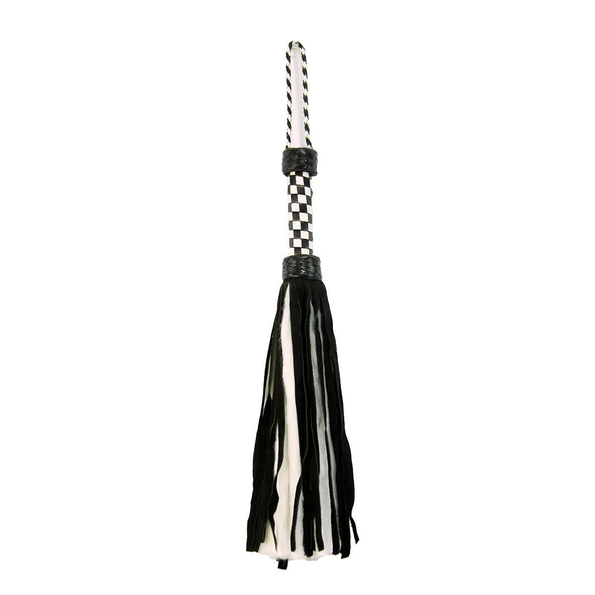 Ruff Doggie Styles-Suede and Fluff MINI Flogger - 18" - White/Black - SugarX