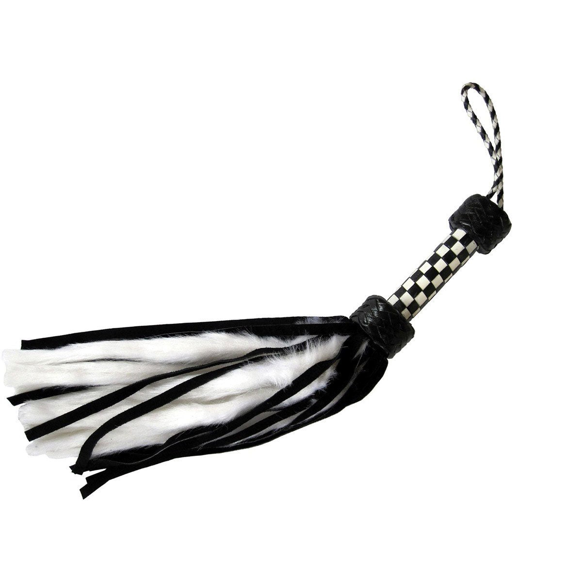 Ruff Doggie Styles-Suede and Fluff MINI Flogger - 18" - White/Black - SugarX