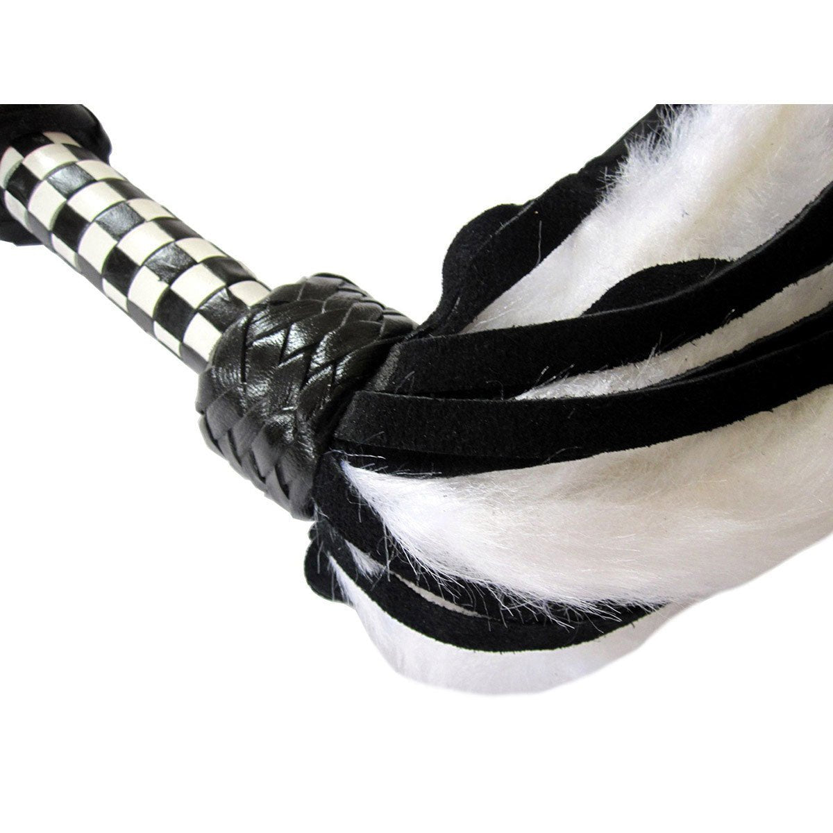 Ruff Doggie Styles-Suede and Fluff MINI Flogger - 18" - White/Black - SugarX