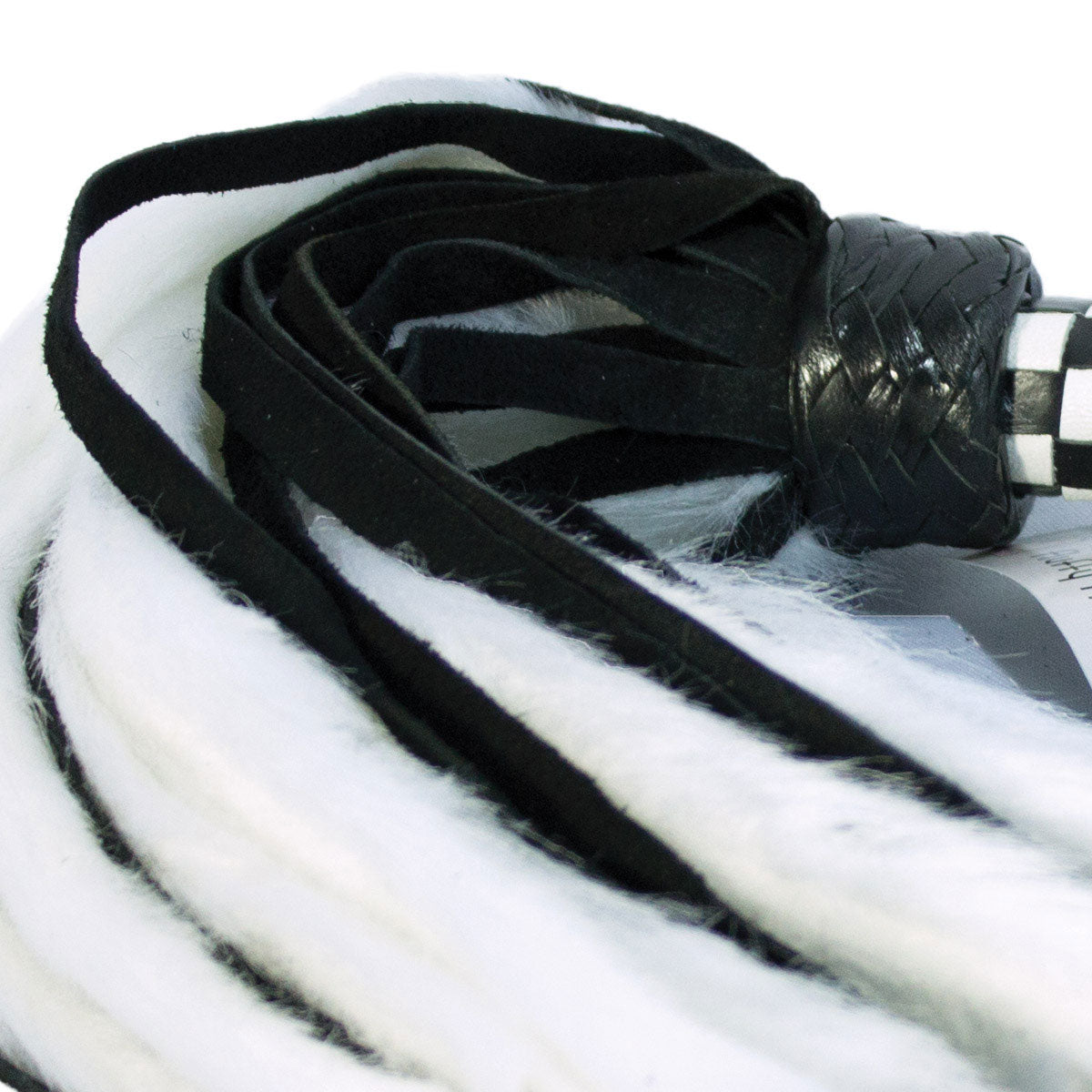 Ruff Doggie Styles-Suede and Fluff MINI Flogger - 18" - White/Black - SugarX