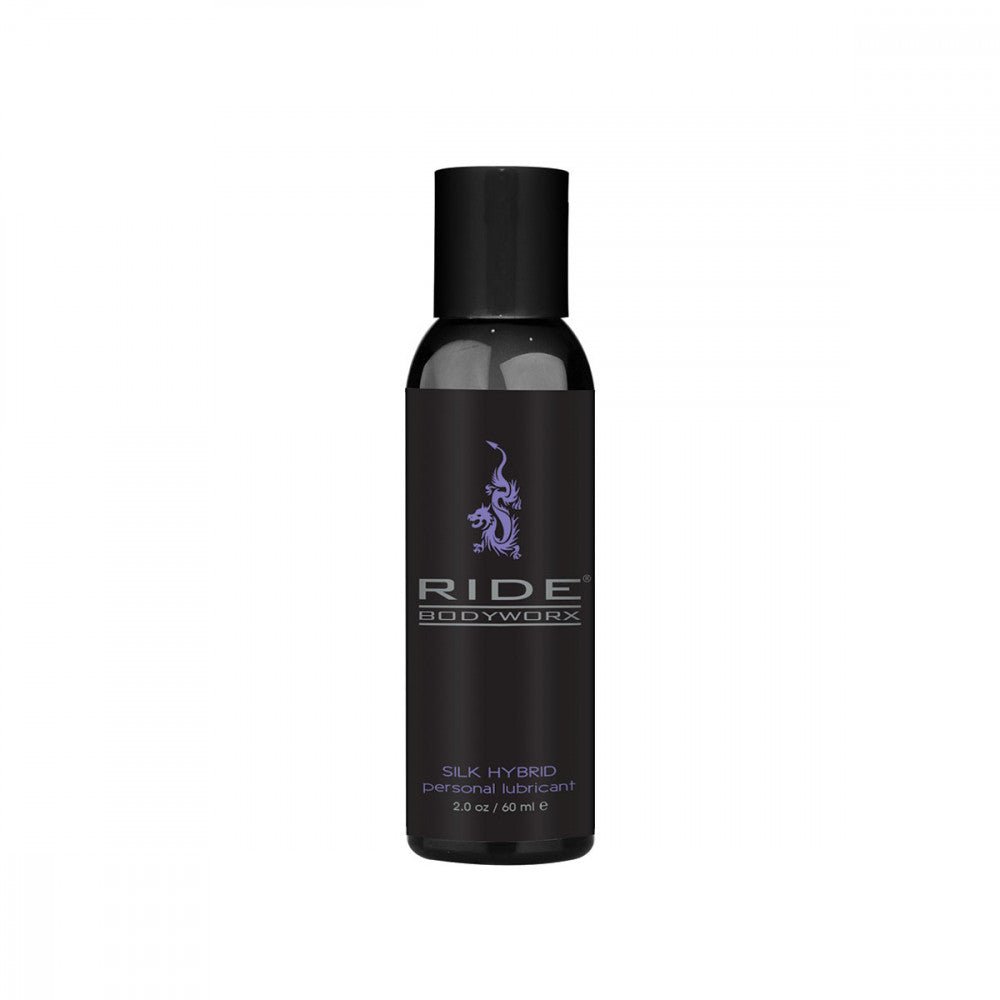 Ride BodyWorx Silk Hybrid 2 oz Hybrid Lube is a luxurious hybrid water and silicone lubricant, formulated with cream emollients and a 12% silicone blend. Available at SugarX in the Hybrid Lubricant section of the Personal Lubricant collection.