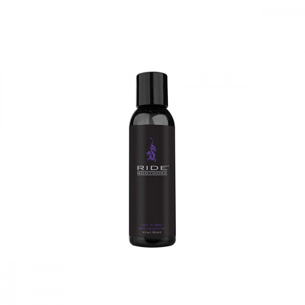 Ride BodyWorx Silk Hybrid 4.2 oz Hybrid Lube is a luxurious hybrid water and silicone lubricant, formulated with cream emollients and a 12% silicone blend. Available at SugarX in the Hybrid Lubricant section of the Personal Lubricant collection.