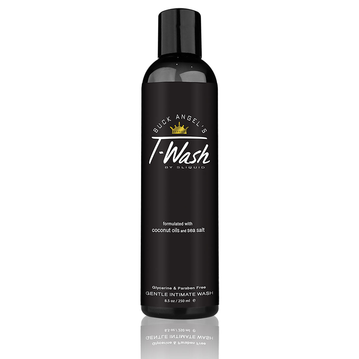 Sliquid Buck Angel T Wash 8.5oz Intimate Wash on a white background. Available at SugarX in the Intimate Wash section of the Bath, Body and Sexual Wellness collection.