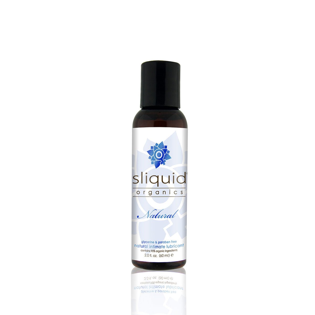 Sliquid Organics Natural 2oz Water Based Lube on a white background. Available at SugarX in the water-based lube section of the personal lubricant collection.
