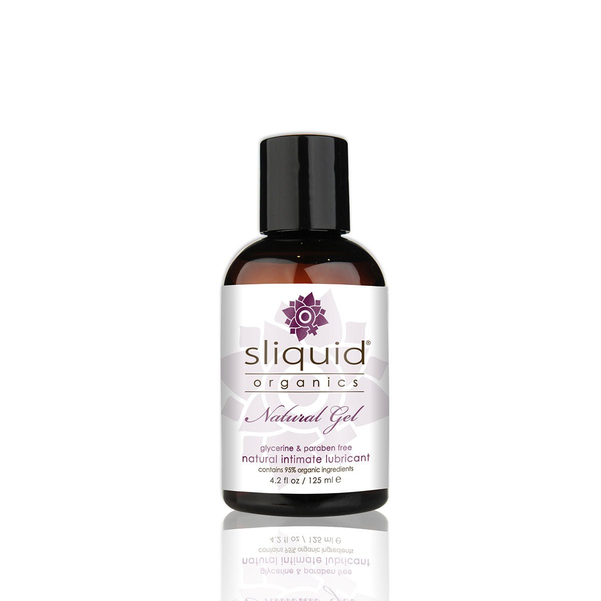 Sliquid Organics Natural Gel 4.2oz Water Based Lube on a plain background. Available at SugarX in the water-based lube section of the personal lubricant collection.