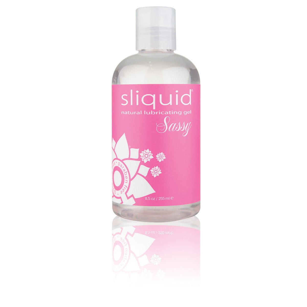 Sliquid Sassy 8.5oz Water Based Lube on a white background. Available at SugarX in the water-based lube section of the personal lubricant collection.