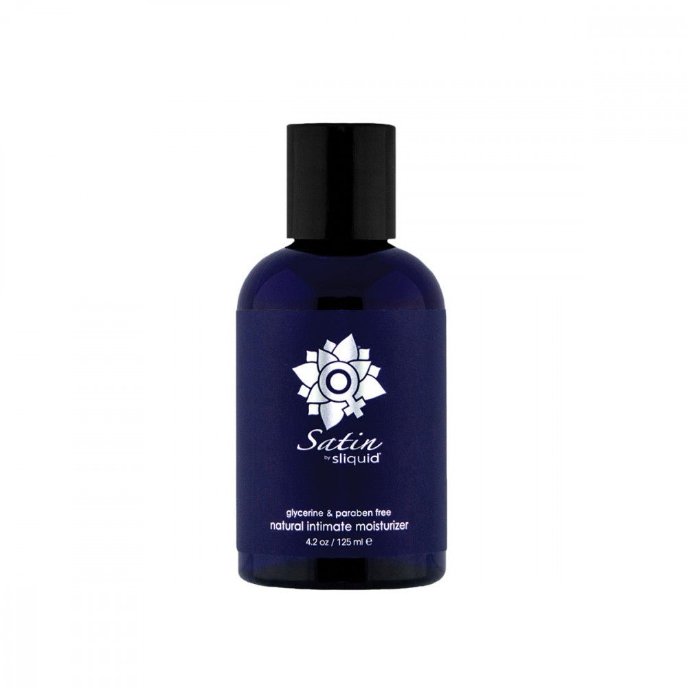 Sliquid Satin 4.2 oz Water Based Lube on a plain background. Available at SugarX in the water-based lube section of the personal lubricant collection.