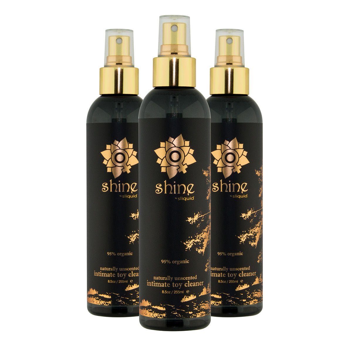 Sliquid Shine Sex Toy Cleaner 8.5oz Toy Cleaners in a bundle on a plain background. Available at SugarX in the sex toy cleaner collection.