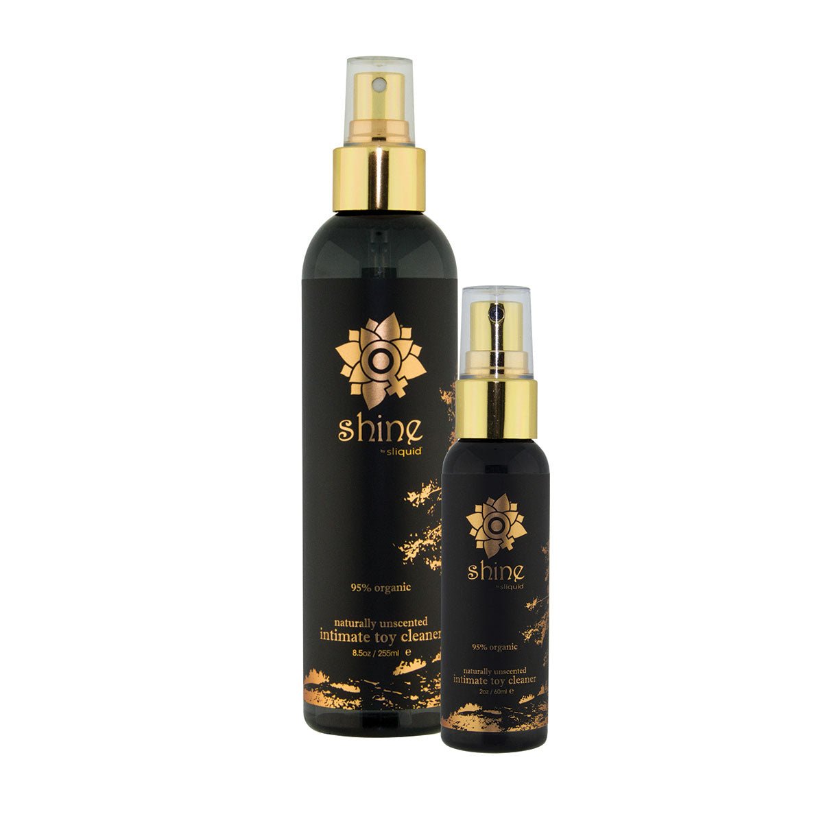 Sliquid Shine Sex Toy Cleaner 8.5oz Toy Cleaner on a plain background. Available at SugarX in the sex toy cleaner collection.