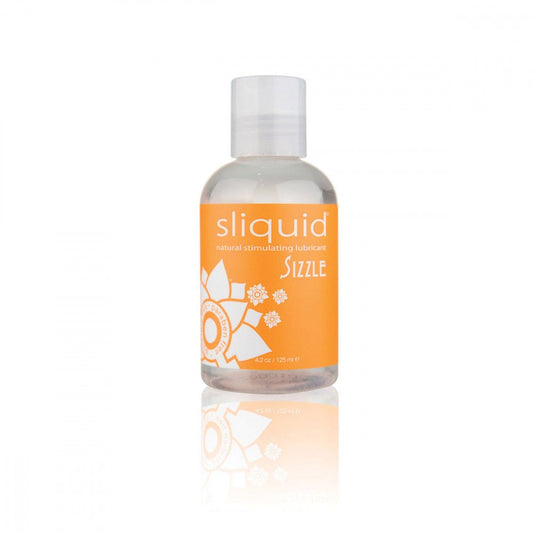 Sliquid Sizzle 4.2 oz Water Based Personal Lubricant on a plain background. Available at SugarX in the water-based lube section of the personal lubricant collection.
