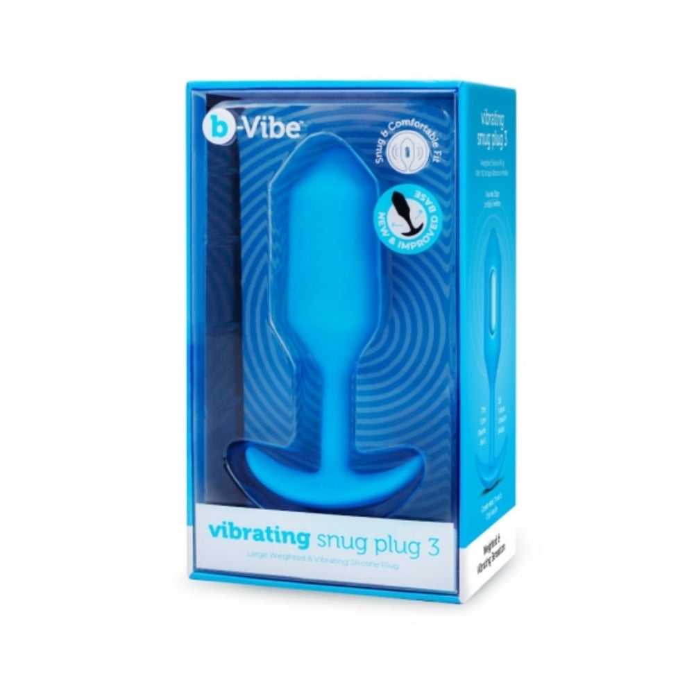 B-Vibe Vibrating Snug Plug 5 - Blue on white background. Available at SugarX in Sex Toys in the Butt Plug collection.