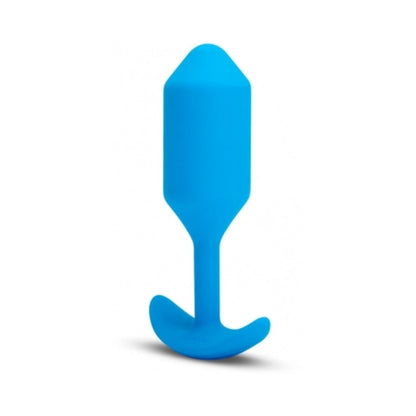 B-Vibe Vibrating Snug Plug 5 - Blue on white background. Available at SugarX in Sex Toys in the Butt Plug collection.