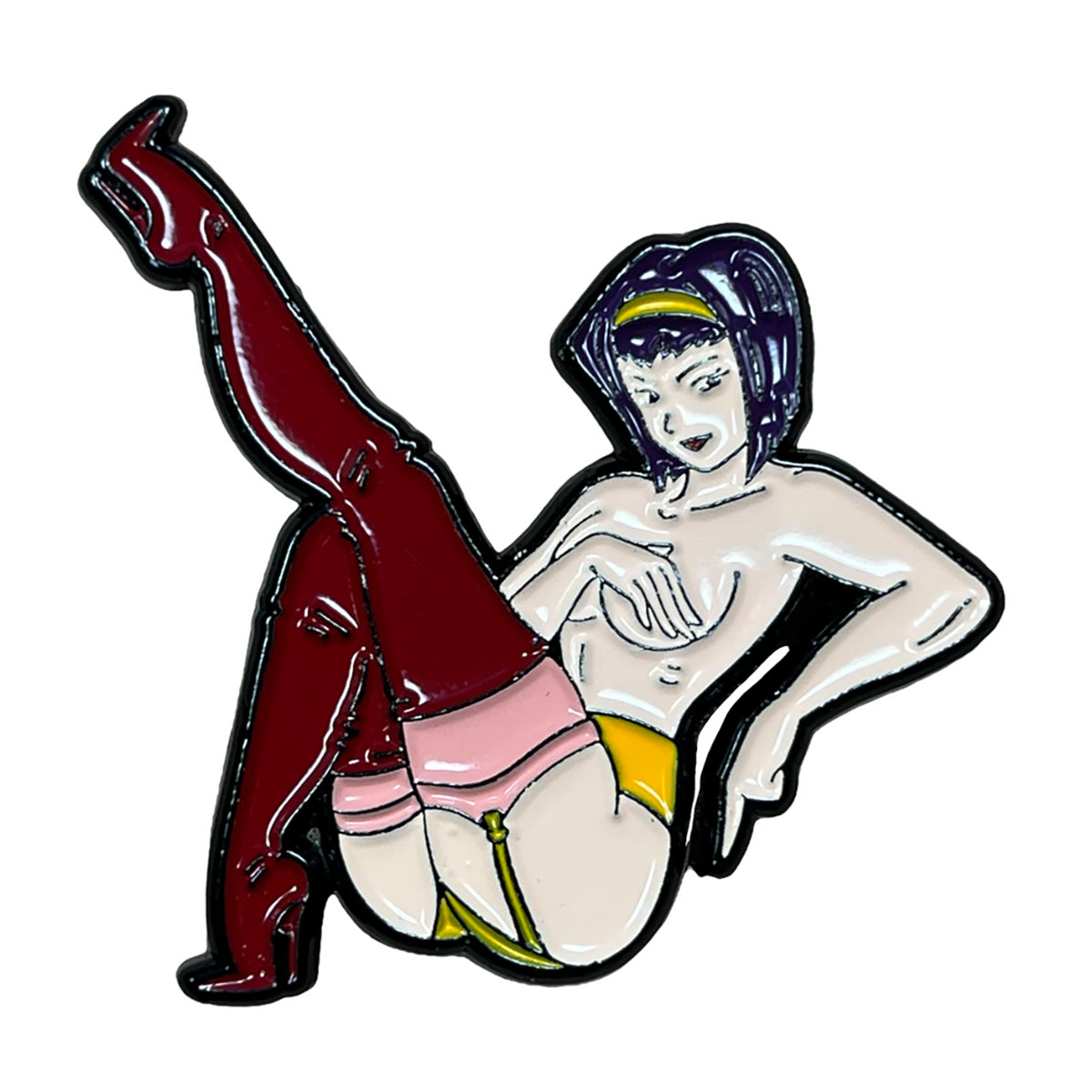 Geeky & Kinky Phae Val In Tine Enamel Pin displayed showcasing its design. Available at SugarX in Jewelry in the Pins collection.