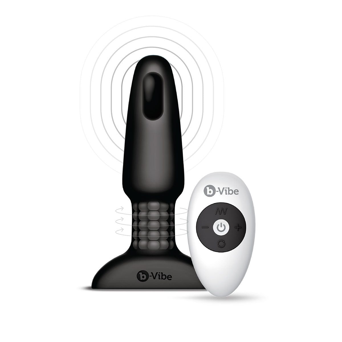 B-Vibe Rimming Plug 2 - Black on white background. Available at SugarX in Sex Toys in the Butt Plug collection.