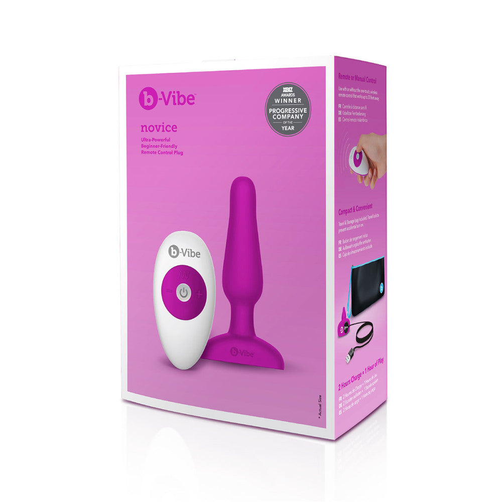 B-Vibe Novice Plug - Fuchsia on white background. Available at SugarX in Sex Toys in the Butt Plug collection.