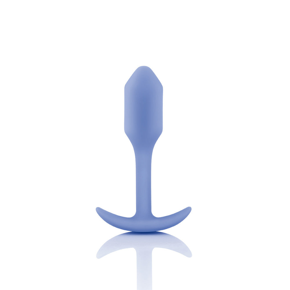 B-Vibe Snug Plug 1 - Violet on white background. Available at SugarX in Sex Toys in the Butt Plug collection.