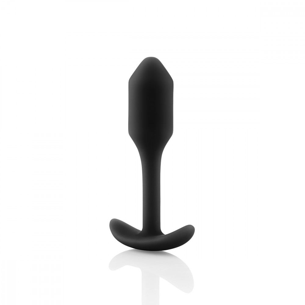 B-Vibe Snug Plug 1 - Black on white background. Available at SugarX in Sex Toys in the Butt Plug collection.