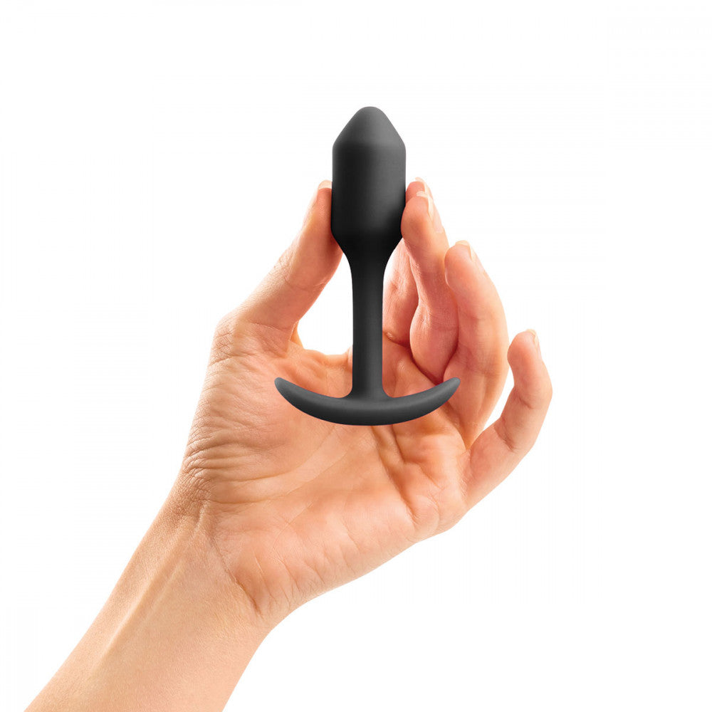 B-Vibe Snug Plug 1 - Black on white background. Available at SugarX in Sex Toys in the Butt Plug collection.