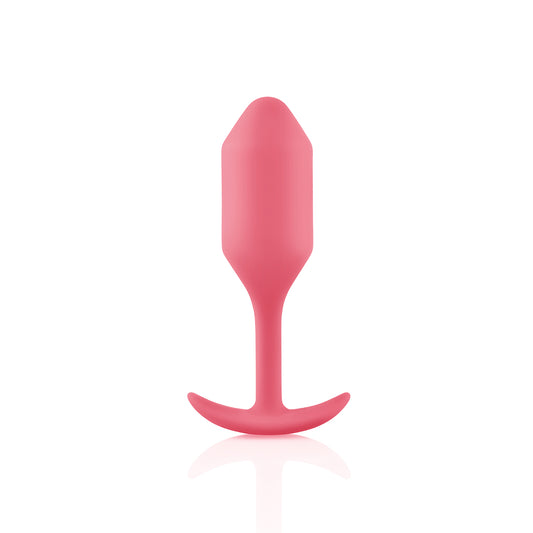 B-Vibe Snug Plug 2 - Coral on white background. Available at SugarX in Sex Toys in the Butt Plug collection.