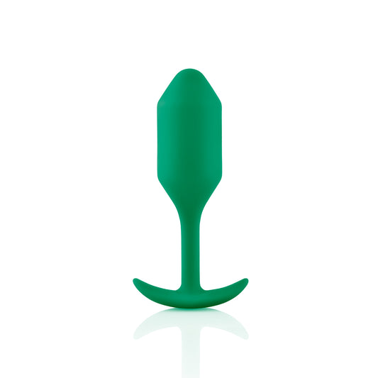 B-Vibe Snug Plug 2 - Green on white background. Available at SugarX in Sex Toys in the Butt Plug collection.