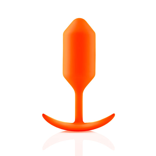 B-Vibe Snug Plug 3 - Orange on white background. Available at SugarX in Sex Toys in the Butt Plug collection.