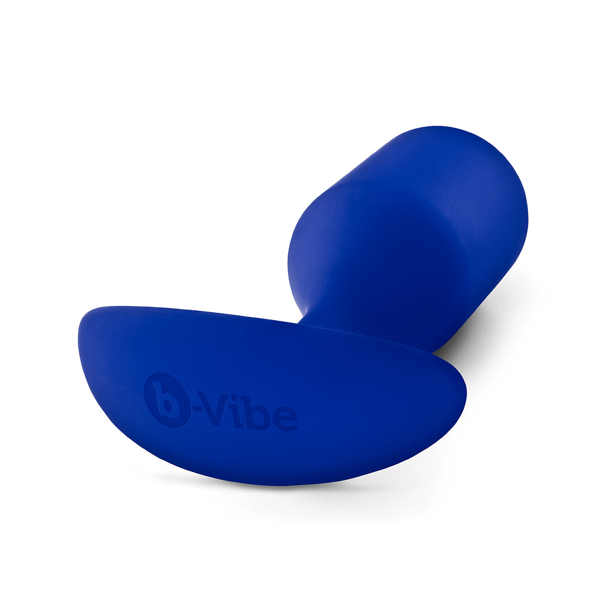 B-Vibe Snug Plug 4 - Navy Blue on white background. Available at SugarX in Sex Toys in the Butt Plug collection.