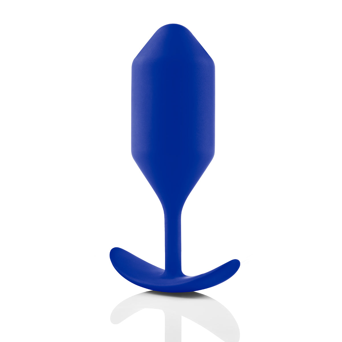 B-Vibe Snug Plug 4 - Navy Blue on white background. Available at SugarX in Sex Toys in the Butt Plug collection.