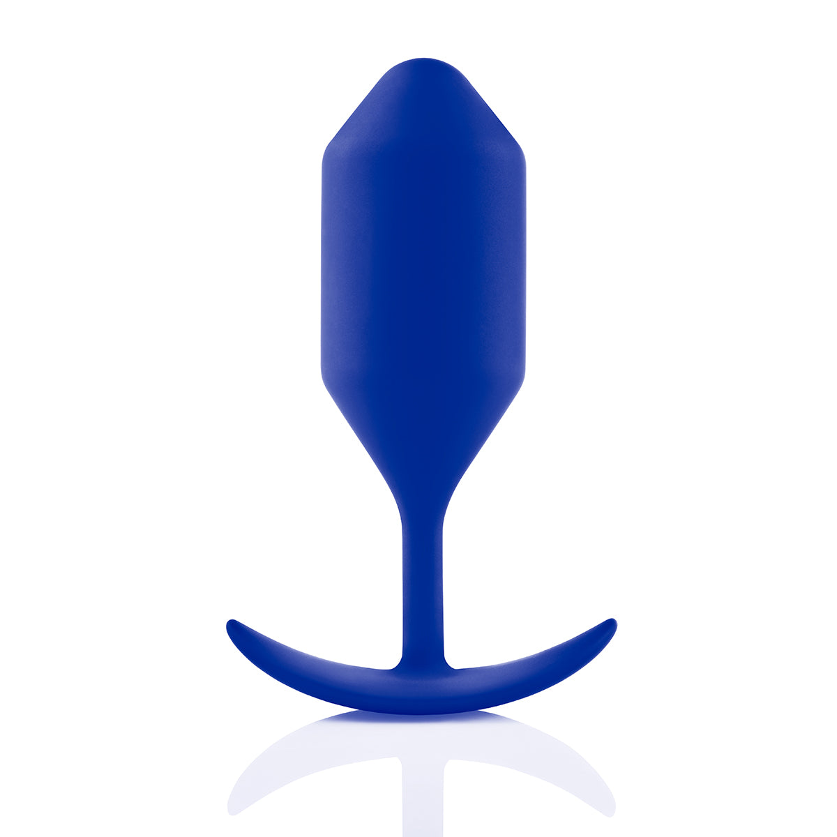 B-Vibe Snug Plug 4 - Navy Blue on white background. Available at SugarX in Sex Toys in the Butt Plug collection.