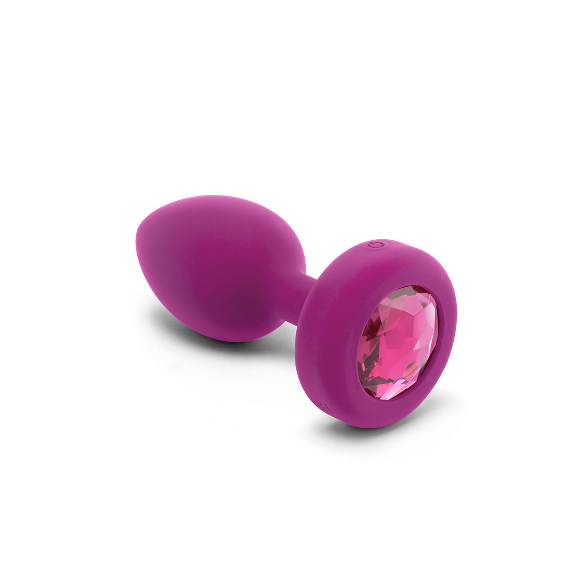 B-Vibe Vibrating Jewel Plug Small/Medium - Fuchsia on white background. Available at SugarX in Sex Toys in the Butt Plug collection.