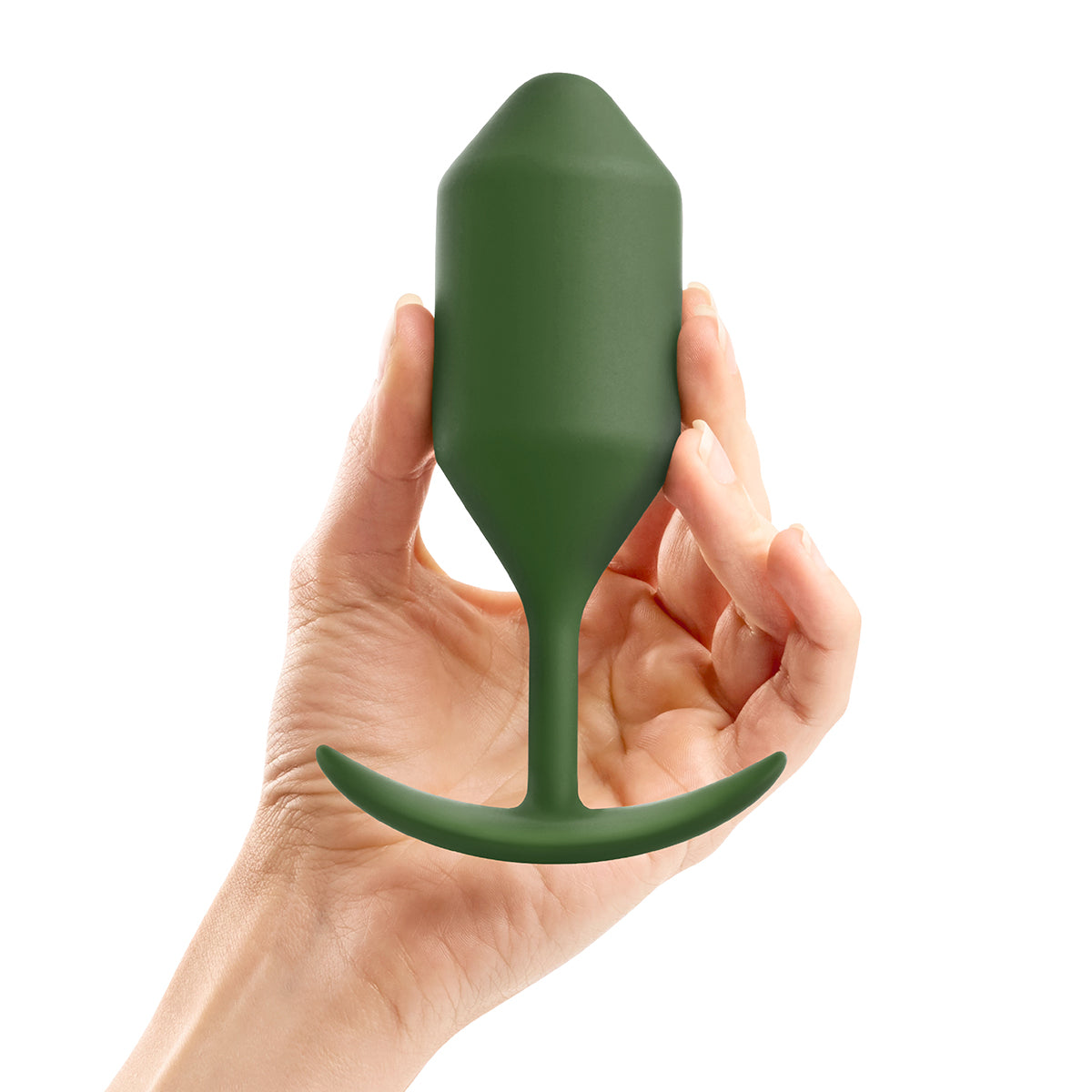 B-Vibe Snug Plug 4 - Army on white background. Available at SugarX in Sex Toys in the Butt Plug collection.