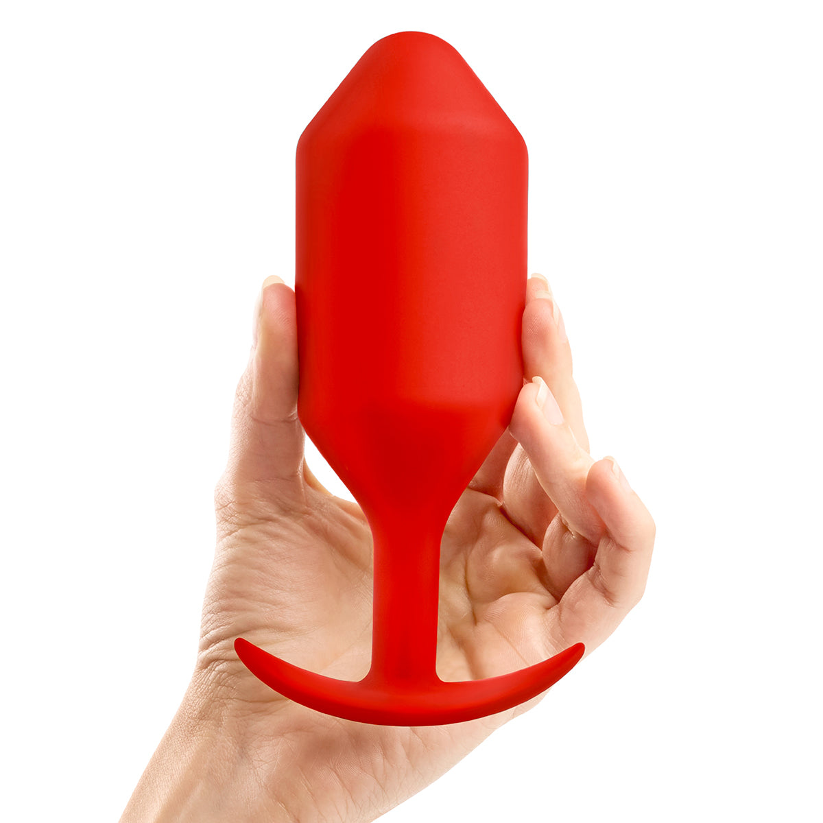 B-Vibe Snug Plug 6 - Red on white background. Available at SugarX in Sex Toys in the Butt Plug collection.