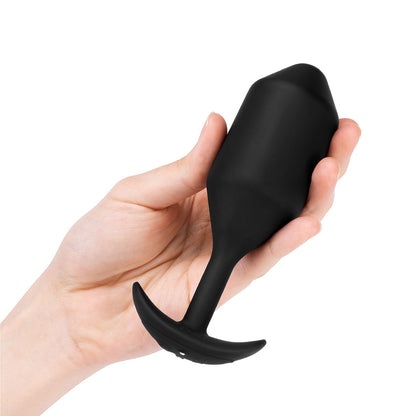 B-Vibe Vibrating Snug Plug 5 - Black on white background. Available at SugarX in Sex Toys in the Butt Plug collection.