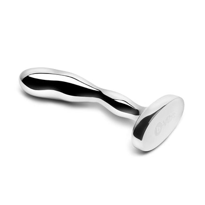 B-Vibe Stainless Steel Prostate Plug on white background. Available at SugarX in Sex Toys in the Butt Plug collection.